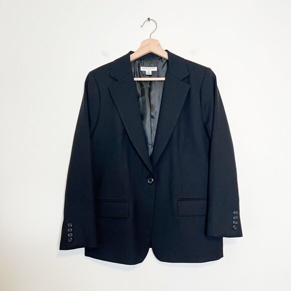 Pendleton Womens 12P Black Virgin Wool Lined Blazer Preppy Academia Career - Picture 2 of 9